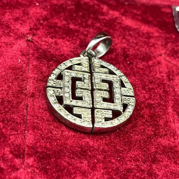 Vintage Affinity 925 Sterling Silver Real Diamond Pendant - Picture 3 of 16